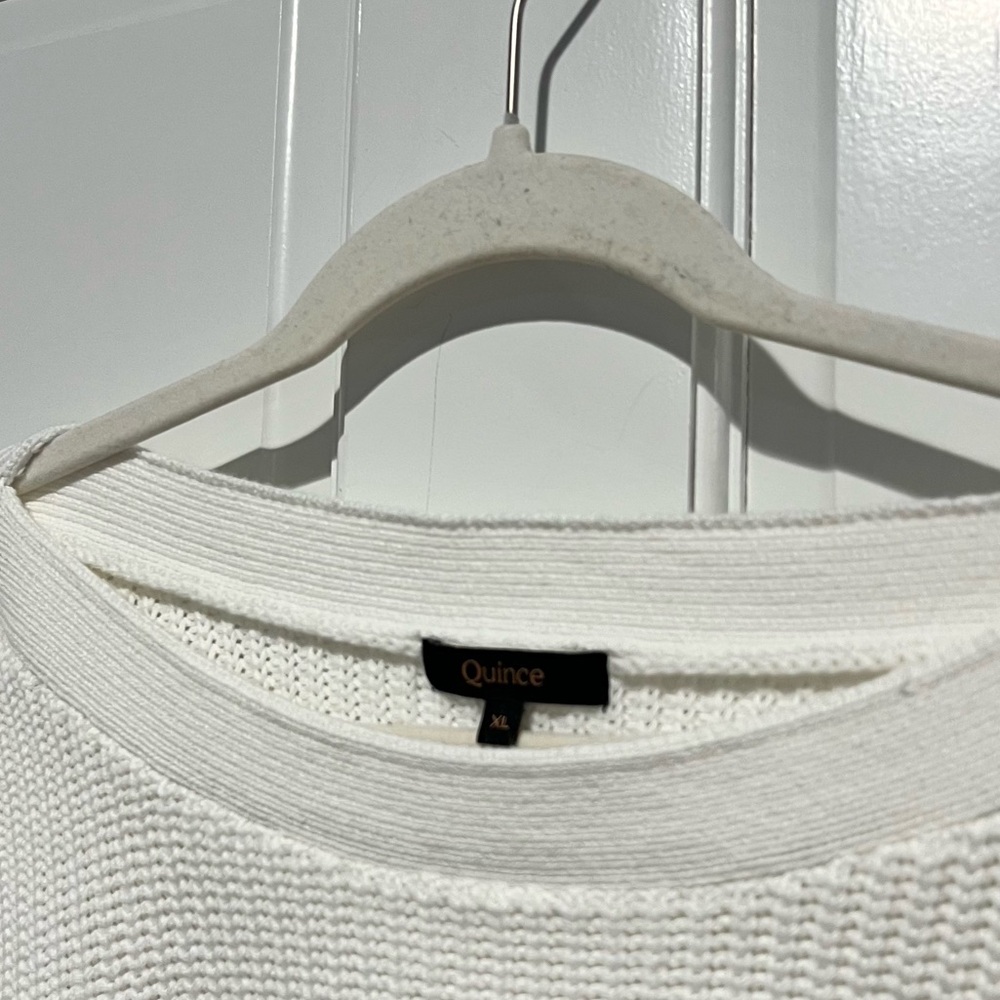 Quince 100% Organic Cotton Fisherman Boatneck Sweater Ivory XL - Picture 4 of 7